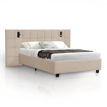Gestoffeerd Bed Luzano - 140x200cm - Fluweel - Incl. Leeslam, Huis en Inrichting, Slaapkamer | Bedden, Verzenden, Nieuw