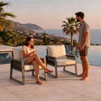 Aluminium tuinloungeset Captive in rope-design - Set 3 (2 x, Tuin en Terras, Tuinsets en Loungesets, Verzenden, Nieuw