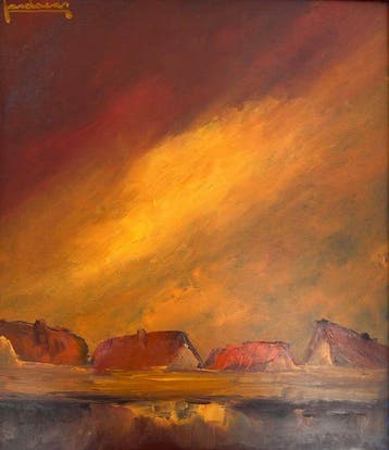 Leo Jordaens (1944-2000) - Huizen aan de vaart, Antiek en Kunst