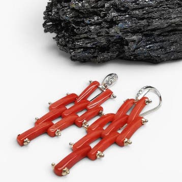 Bloedkoraal - Zilver - Oorbellen - handgemaakt