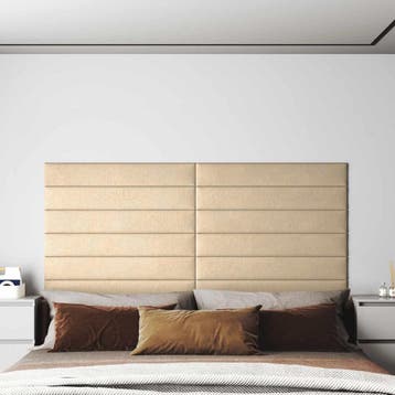 vidaXL Wandhoofdbord 12 st 90 x 15 cm Crème Stof, Doe-het-zelf en Verbouw, Platen en Panelen, Verzenden, Nieuw