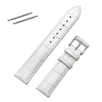 Fako - Horlogebandje - Echt Leer - 18mm - Croco - Wit, Verzenden, Nieuw