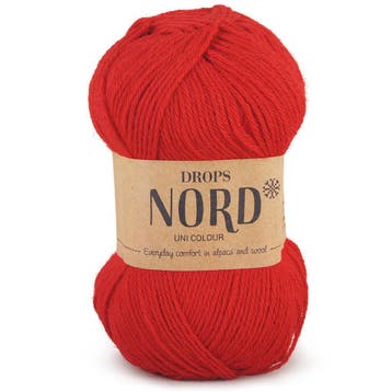 DROPS Nord Uni Colour - 14 rood - Wol Garen, Ophalen of Verzenden, Nieuw