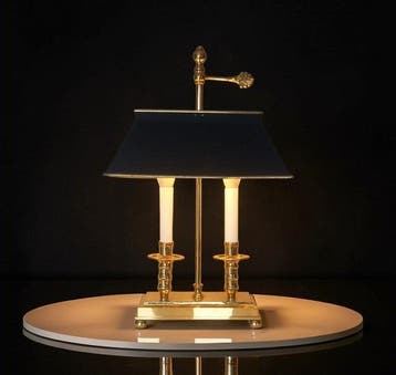 Bouilotte lamp - Twee vuren - Empirestijl - Brons en