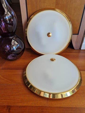 Fabbian - Wandlamp (2) - Opaline glas, Verguld messing -, Antiek en Kunst