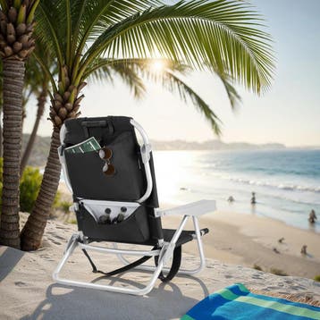 Aluminium strandstoel Coral, opvouwbaar met rugzakfunctie -, Tuin en Terras, Verzenden, Nieuw