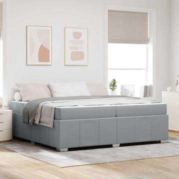 vidaXL Bedframe met matras Lichtgrijs 200 x 200 cm Stof, Verzenden, Nieuw, Grijs, Stof