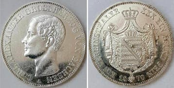 Duitsland Thaler Vereinstaler, daalder 1870 Sachsen Weima..., Verzenden