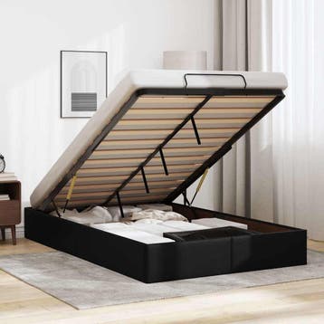 vidaXL Bedframe zonder matras 120x190 cm kunstleer zwart, Overige materialen, Verzenden, Zwart, Nieuw