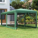 vidaXL Partytent met 6 mesh zijwanden 3x6 m HDPE groen, Verzenden, Nieuw, Partytent