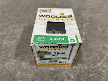 Veiling - 5x Woodies spaanplaatschroef 5,0x50mm rvs TX25 200, Nieuw