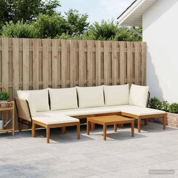 vidaXL 7 st Massief acaciahout & touw Naturel, Verzenden, Nieuw, 7 zitplaatsen