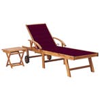 vidaXL Ligbed met tafel en kussen massief teakhout, Verzenden, Nieuw