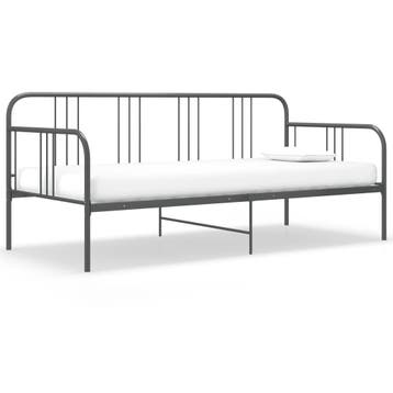 vidaXL Slaapbank metaal grijs 90x200 cm, 90 cm, Eenpersoons, Verzenden, Nieuw