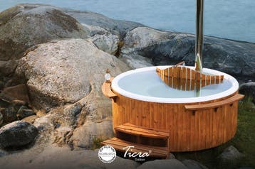 Houtgestookte Hottub | Jacuzzi met RVS Kachel | Skargards, Ophalen of Verzenden, Nieuw, Pomp, Vast