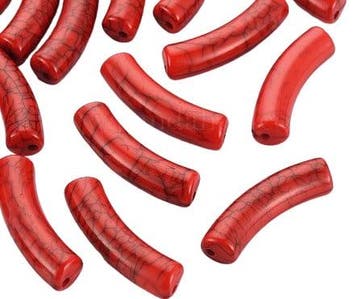 10 x Acryl kralen tube crackle Firebrick ca. 32x8mm (gat..., Ophalen of Verzenden, Nieuw, Kraal