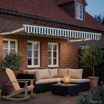 vidaXL Handmatig knikarmscherm met solar LED 3 x 2,5 m, Verzenden, Nieuw