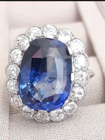 Cocktailring Platina - 13.30ct. tw. Saffier - Diamant