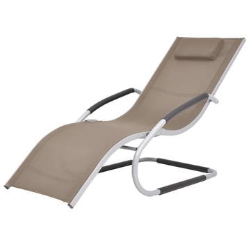 vidaXL Ligbed met kussen aluminium en textileen taupe, Verzenden, Nieuw