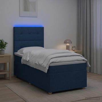 vidaXL Boxspringbed met matras met hoofdeinde Blauw 100 x, Verzenden, Nieuw, Eenpersoons, Blauw