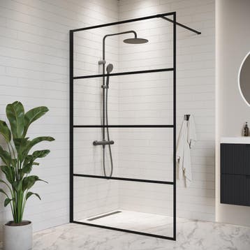 Douchewand Essos 100 x 200 cm Zwart – Inloopdouche 8 mm, Verzenden, Nieuw, Douche