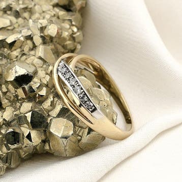 Bicolor gouden ring met zirconia, Sieraden, Tassen en Uiterlijk, Gebruikt, Ophalen of Verzenden, 17 tot 18, Met edelsteen