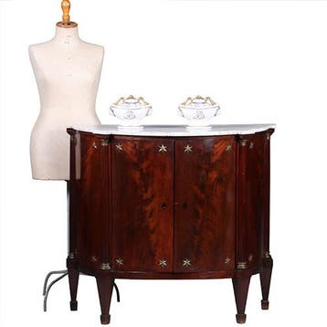Franse Empire demi lune buffet in mahonie met bloemmahonie c, Ophalen of Verzenden