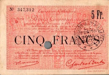 5 Francs France Komitat 59 – Douai – Carvin – Gemeinsc, Verzenden
