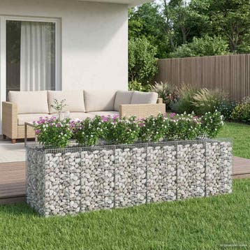 vidaXL Gabion Verhoogd Bed 3 st 300 x 100 x 100 cm zilver, Verzenden, Nieuw, IJzer
