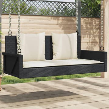 vidaXL Schommelbank met kussens zwart 119x56x48 cm poly, Verzenden, Nieuw