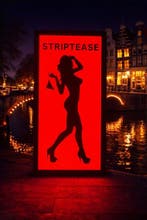 Amsterdam Red Light District Striptease licht reclame -