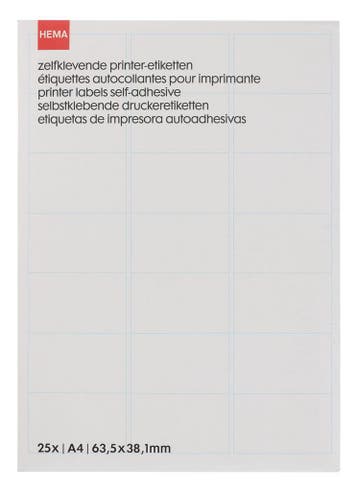 HEMA Printer-etiketten A4 - 25 vel, Verzenden, Nieuw