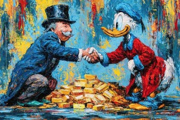 Iconica - Monopoly Man Scrooge McDuck Handshake - unique 1/1, Antiek en Kunst, Kunst | Designobjecten