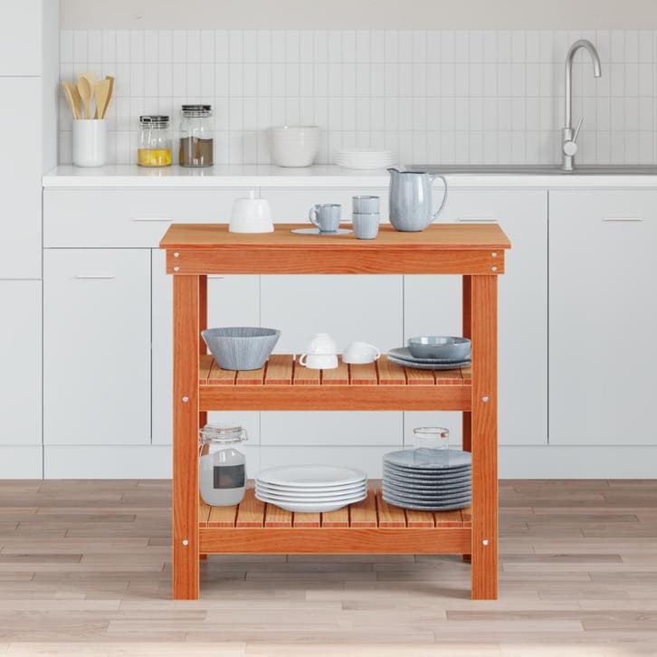 vidaXL Werkbank Wasbruin 78,5 x 50 x 80 cm Massief, Doe-het-zelf en Verbouw, Werkbanken, Nieuw, Verzenden