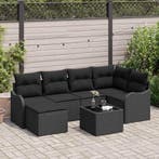 vidaXL Tuin Sofa Set met kussen 7 pcs Zwart Poly riet, Verzenden, Nieuw, Rotan, 7 zitplaatsen