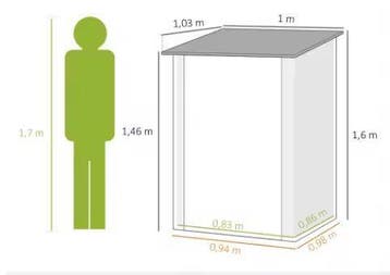 Tuinschuur 100x103x160 cm – Stalen Buitenberging met Deur, Verzenden, Nieuw