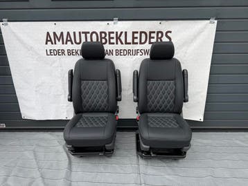 Voor stoelen met Zwart leder ruitjes Voor Transporter T5 T6, Auto-onderdelen, Ophalen, Nieuw, Volkswagen
