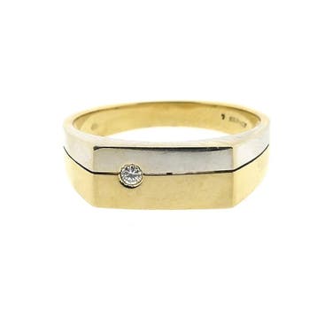 Jeunesse bicolor gouden herenring diamant 0,03 ct., Gebruikt, 20 of groter, Heer, Ophalen of Verzenden