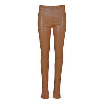 Eight Paris • beige leerlook broek • XS, Kleding | Dames, Verzenden, Beige, Nieuw, Maat 34 (XS) of kleiner