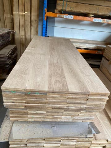 Eiken tafel op maat. Vensterbanken traptredes latten e.d., Ophalen of Verzenden, Nieuw, Hout
