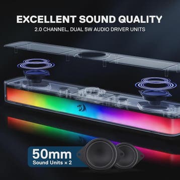 Redragon GS515 RGB Soundbar: Compacte Desktop Speaker met Bl, Computers en Software, Pc speakers, Verzenden, Nieuw