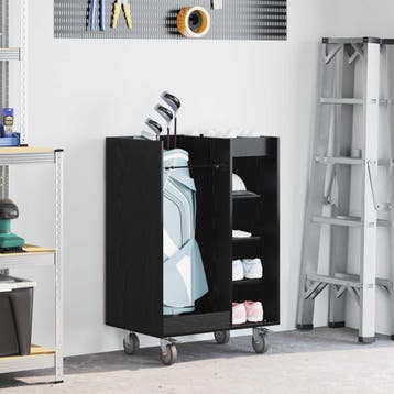 vidaXL Golfkast met wiel Effen Zwart Eiken 65 x 45 x 98 cm, Sport en Fitness, Verzenden, Nieuw