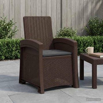 vidaXL Ligstoel in rietenlook Bruin en antracietkleurig PP, Tuin en Terras, Verzenden, Nieuw