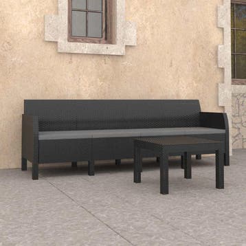 vidaXL 2-delige Loungeset met kussens PP rattan, Verzenden, Nieuw, Loungeset