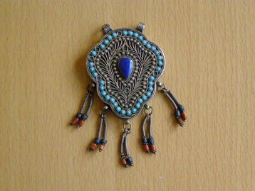 Kuchi of Turkmeense HANGER - Zilver - Lapis Lazuli -