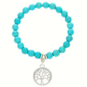 Fako Bijoux - Armband - Turquoise Kralen - Levensboom - 8mm, Verzenden, Nieuw