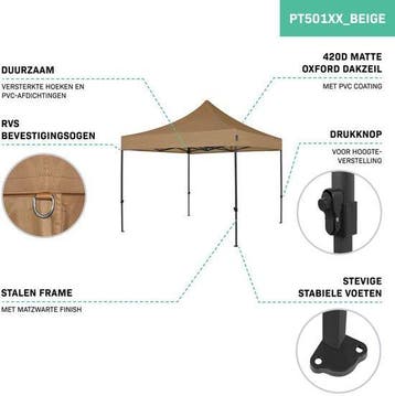 2dekans | VONROC Partytent - Paviljoen - Easy Up -, Ophalen of Verzenden, Zo goed als nieuw