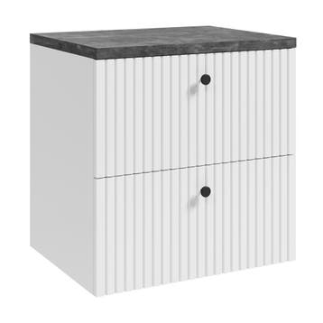 Badplaats Wastafelkast Saros 60 cm - Wit -  Met Bovenblad, Verzenden, Nieuw, Wastafelkast