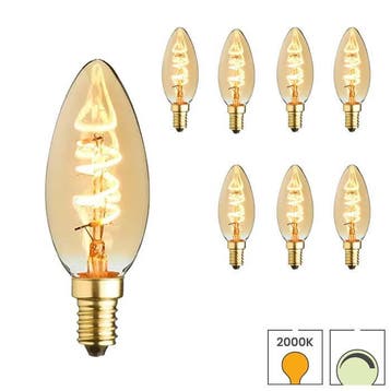 Set van 8 LED kaarslampen E14 | 2 watt dimbaar | 2000K warm, Verzenden, Nieuw, E14 (klein), Overige typen