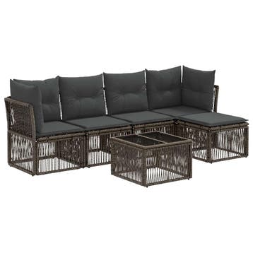 vidaXL Tuinbankenset 6 pcs Grijs poly rattan, Verzenden, Nieuw, 6 zitplaatsen